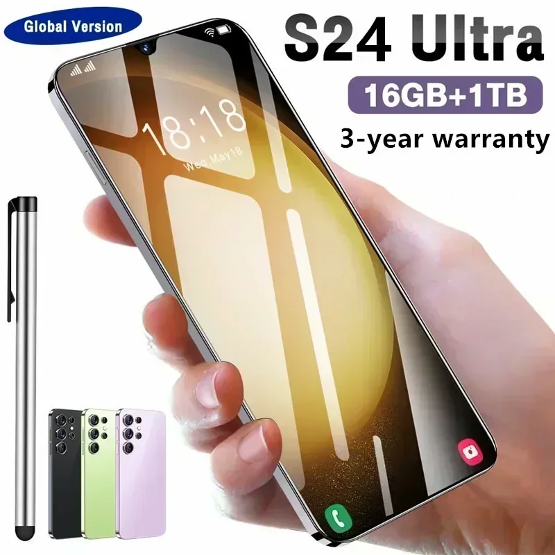 2024 New S24 Ultra Mobile Phones 6.8 HD Screen SmartPhone 16G+1T 5G Dual Sim Celulares Android Unlocked 72MP 6800mAh Cell Phone